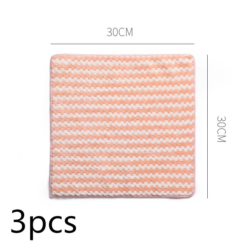 Kitchen Cleaning Rag Coral Fleece Dish Washing Cloth Super Absorbent Scouring Pad Dry and Wet Kitchen Cleaning Towels Lazy Cleaning Supplies