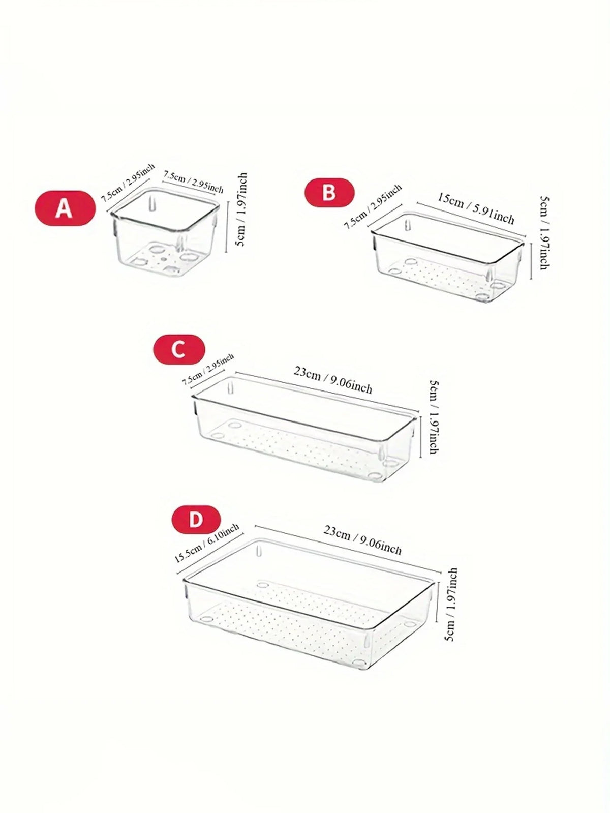 25Pcs Drawer Storage Box Set, Multi-Functional Transparent Plastic Drawer Storage Set Drawer Divider Storage Box and Storage Box