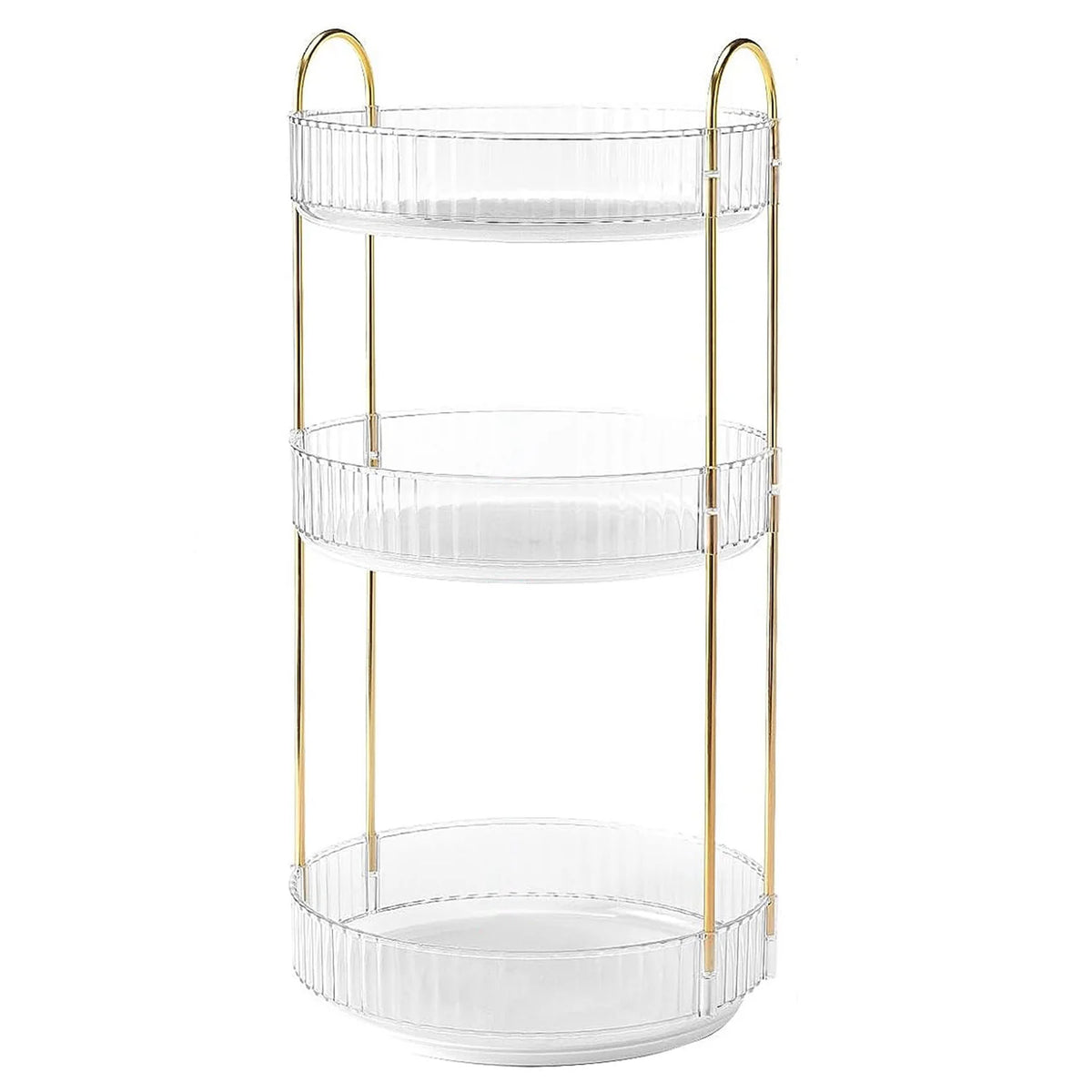 1 Set 3 Tier Rotating Makeup Organizer 360 Degree Spinning Perfume Cosmetic Storage Tray 55LBS Load Countertop Shelves for Lotion Lipstick