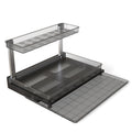 1Pc 2Tier Pull Out under Sink Organizer Cabinet Organizer with Sliding Drawer Tray L Shaped Slide Out Storage Shelves for Bathroom Kitchen Cabinet