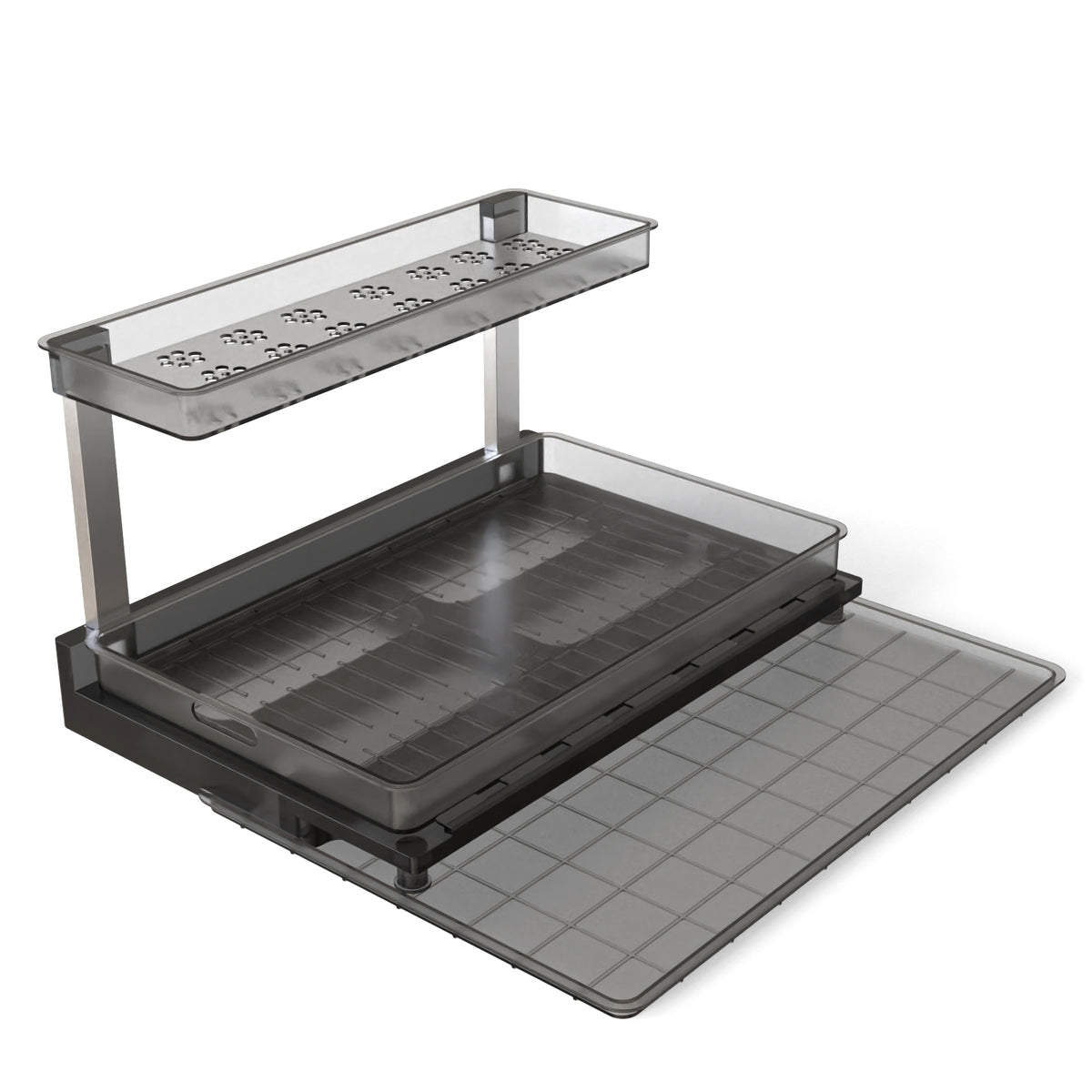 1Pc 2Tier Pull Out under Sink Organizer Cabinet Organizer with Sliding Drawer Tray L Shaped Slide Out Storage Shelves for Bathroom Kitchen Cabinet