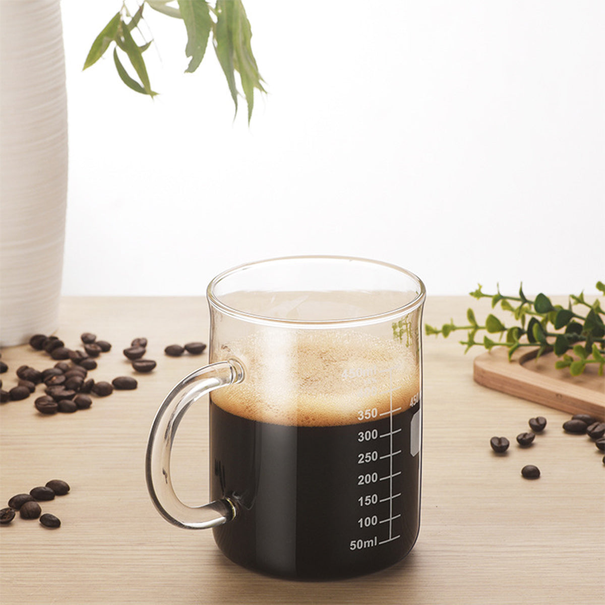 1PCS High Borosilicate Glass Cup,Coffee Cup,Coffee Shared Cup with Scale Marking