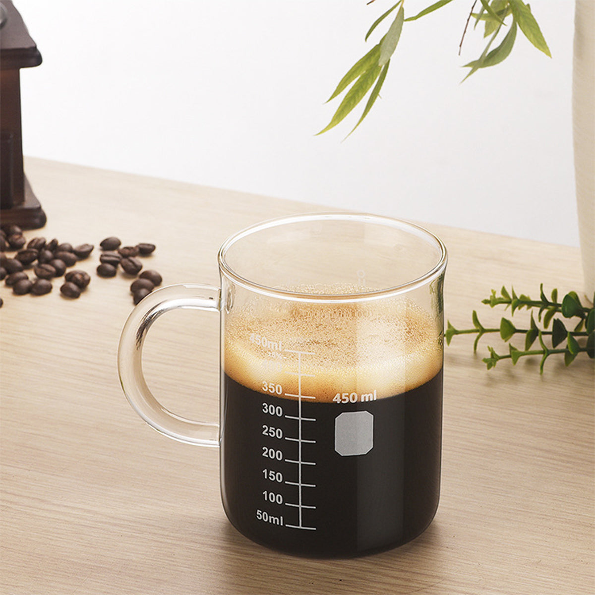 1PCS High Borosilicate Glass Cup,Coffee Cup,Coffee Shared Cup with Scale Marking