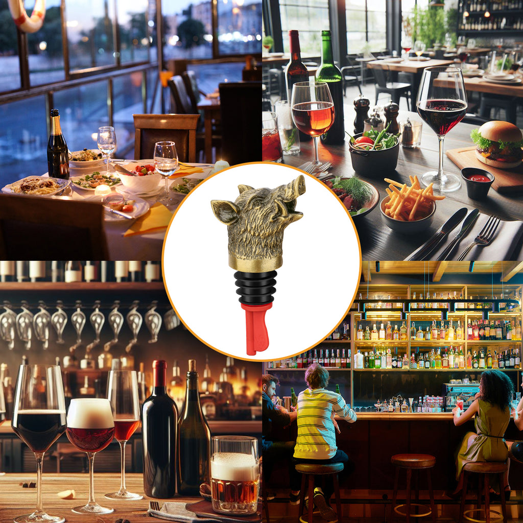 Wild Boar Head Wine Pourer - Vacuum Sealing, Wine Spout, Stopper for Cocktails, Whiskey, Wine Bottles, Perfect Gift for Any Occasion